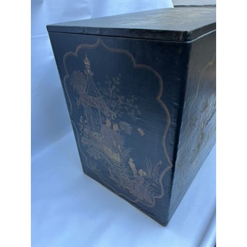 Early 20th Century Chinoiserie Wood Trunk For Sale - Image 5 of 16