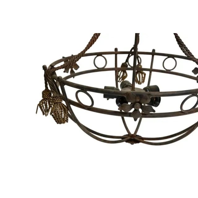 1930s Iron Depression Era 5 Light Chandelier For Sale - Image 4 of 6