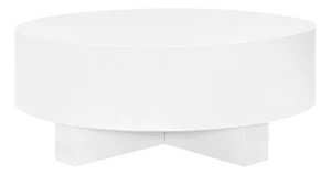 Matthew Izzo Home Oslo Round White Lacquer Thick Top Coffee Table