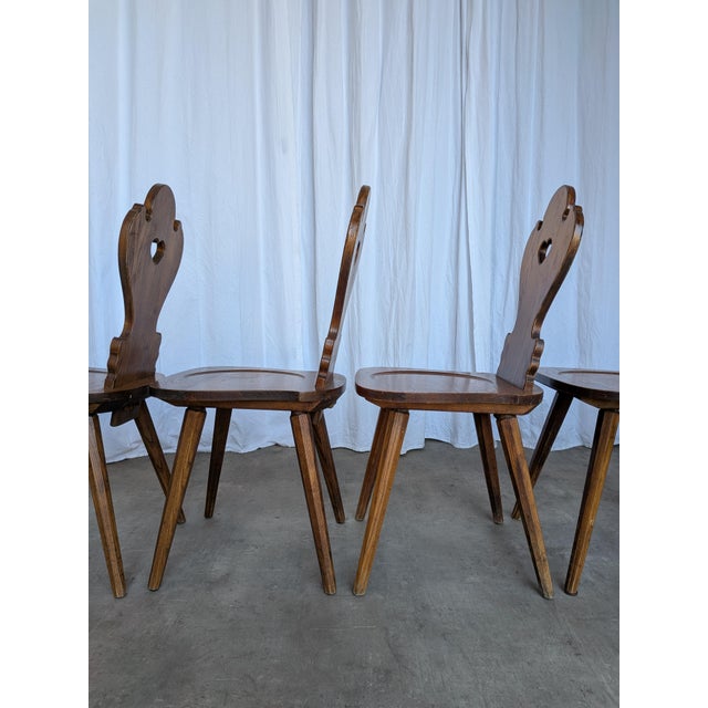 Farmhouse Tyrolean Chair with Heart Cutout Back, 1970s, Set of 8 For Sale - Image 4 of 18