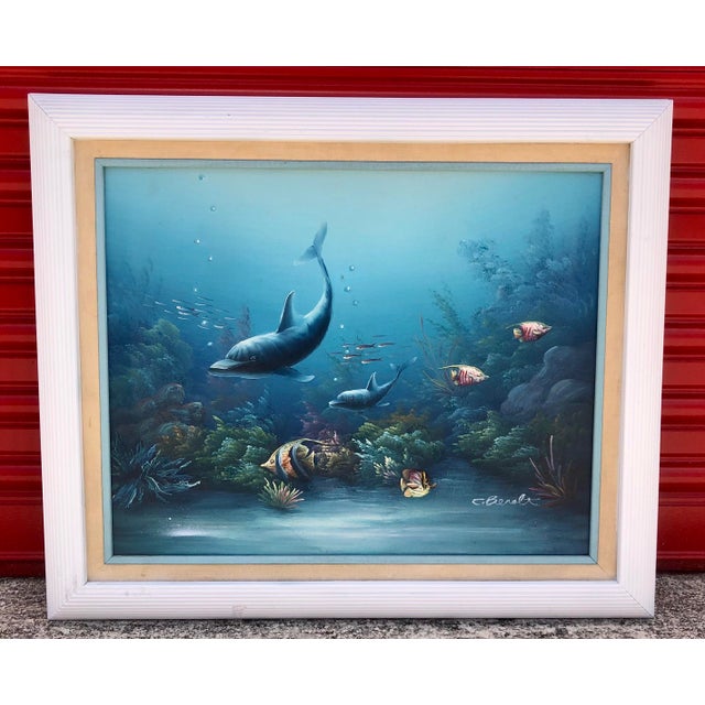 Wonderful vintage Charles Benolt signed original marine life oil painting. Framed as shown. Circa 1980s. American artist...