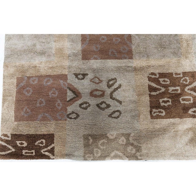 Greige Modern Tibetan Patchwork Rug in Earth Tones by Doris Leslie Blau For Sale - Image 8 of 9