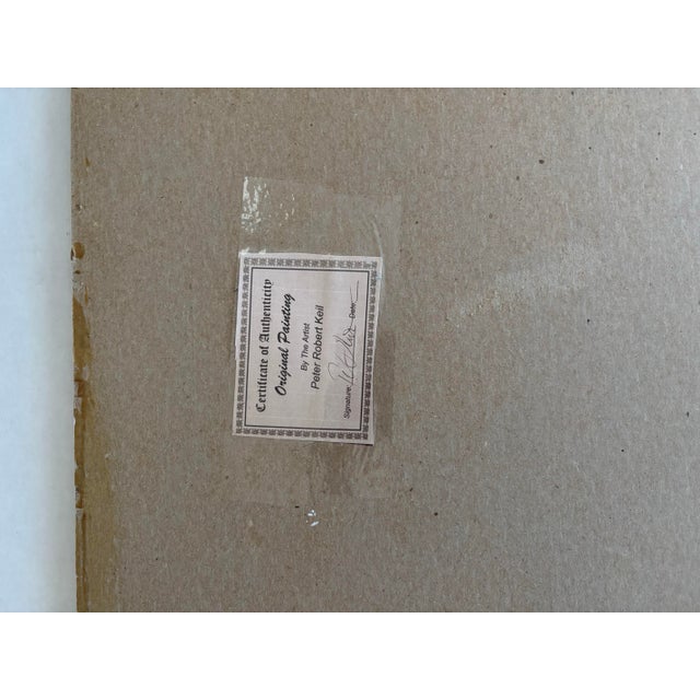 Gold Peter Keil Abstract Painting of Figures and Toucans on Board For Sale - Image 8 of 8