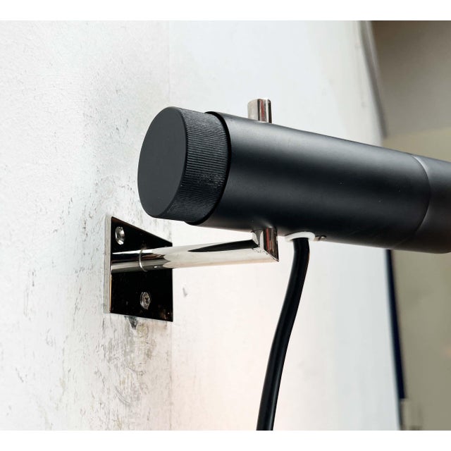 Black Mid-Century Modern German Minimalist Wall Lamp attributed to Egon Eiermann for Beisl, 1960s For Sale - Image 8 of 18