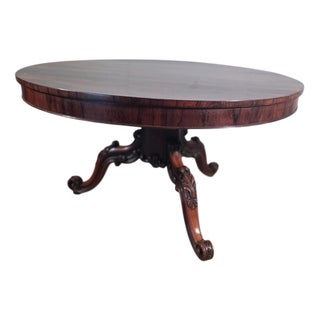 Antique Rosewood Circular Tilt Top Dining Table, 1850s For Sale