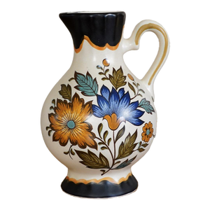 Vintage Gouda Holland Plateel Pottery Pitcher "Flora " Holland Handwerk #410