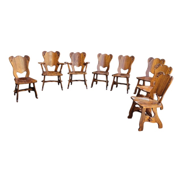 Oak Dining Chairs by Oirschot Meeuwis, 1970s, Set of 8 For Sale