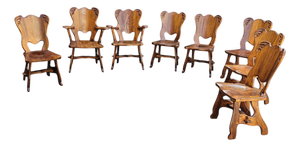 Oak Dining Chairs by Oirschot Meeuwis, 1970s, Set of 8