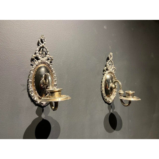 Edward F. Caldwell & Co. 1920s Small Silver Plated One Light Sconces - a Pair For Sale - Image 4 of 6