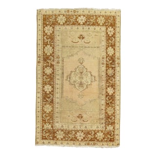1940s Soft Pink Salmon Oushak Rug - 3'6" x 4'8" For Sale
