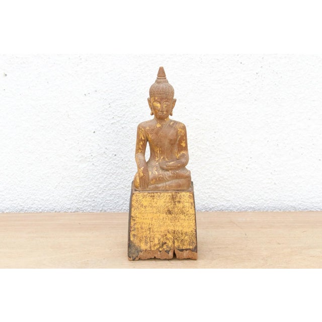 Asian Antique Burmese Blessing, Antique Gilded Buddha For Sale - Image 3 of 7