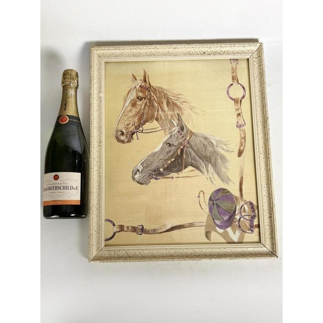 Silk Painting of Horses, France, 1970s For Sale - Image 4 of 10
