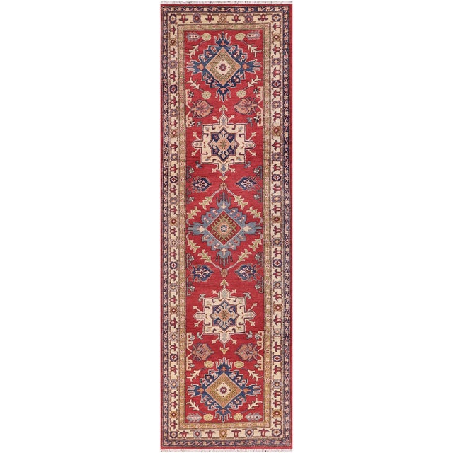 Tribal Kazak Red/Beige Wool Rug - 2'11''x9'6'' For Sale - Image 10 of 10