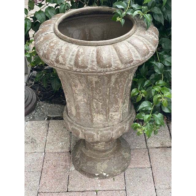 1960s Two Vintage Garden Urn Planters For Sale - Image 5 of 6
