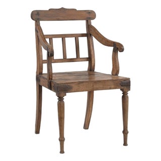 Vintage Anglo-Indian Teakwood Armchair For Sale