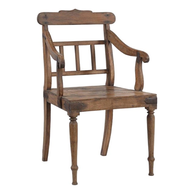Vintage Anglo-Indian Teakwood Armchair For Sale
