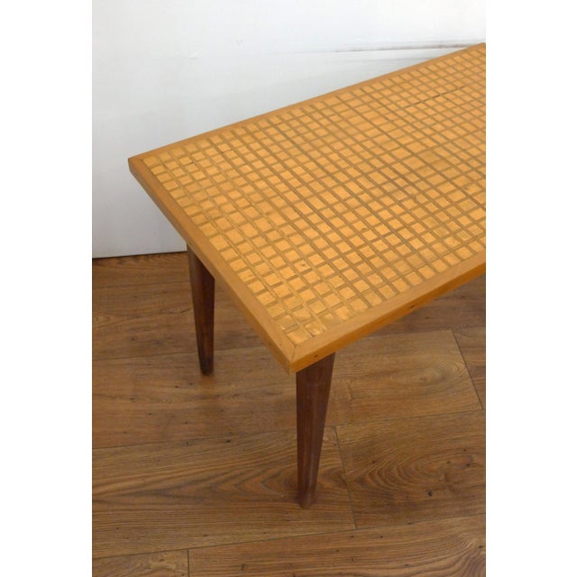 Mid-Century Wood Coffee Table with Graphic Marquetry and Grid Pattern, 1950s For Sale - Image 6 of 13