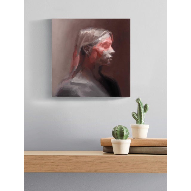 Lucid by Josh Sorrell | Oil on Panel Portrait of a Woman's Profile For Sale - Image 4 of 5
