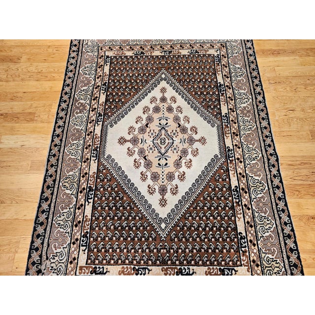 Vintage Moroccan Rug, Handwoven Wool, Geometric Pattern, Ivory & Brown, 6’ X 8’ For Sale - Image 12 of 18