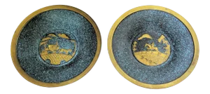 Vintage London England Brass Souvenir Plates - Set of 2