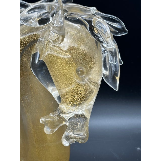 Horse Head Sculpture in Sommerso Glass and Gold by Archimede Seguso, Murano, 1950s For Sale - Image 4 of 11