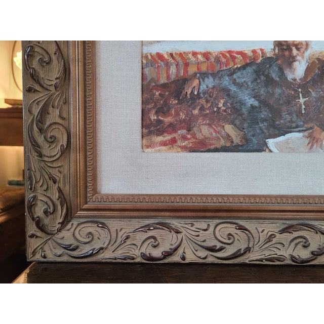 Ramon Kelley Original Oil Painting Portrait of a Mexican Priest in Church For Sale - Image 9 of 12