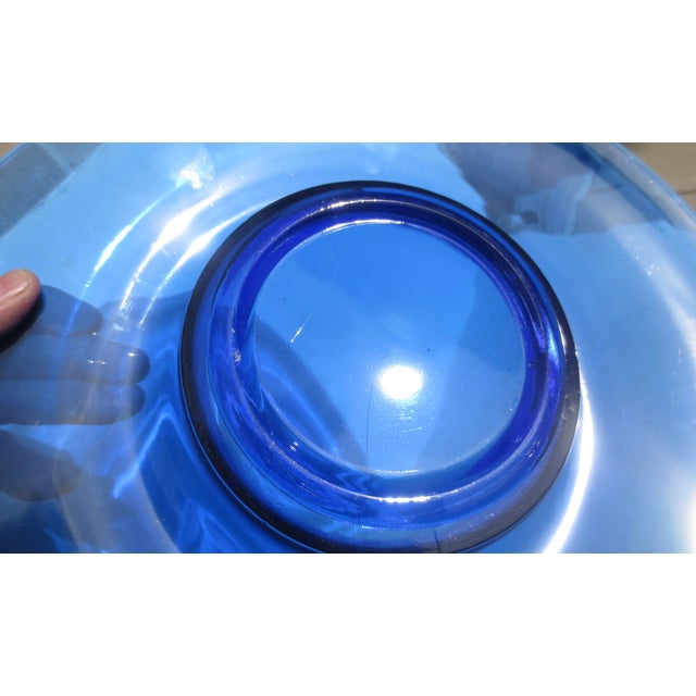 Glass MCM Cobalt Glass Center Bowl For Sale - Image 7 of 11