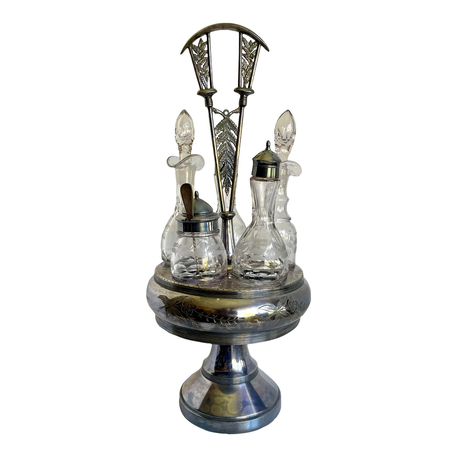 Antique James A. Tufts Quadruple Plate Silverplate Cruet Condiment