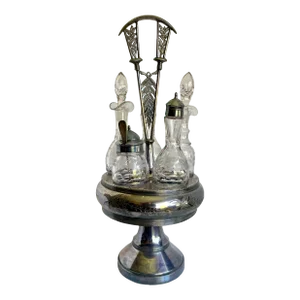 Antique James A. Tufts Quadruple Plate Silverplate Cruet Condiment Set