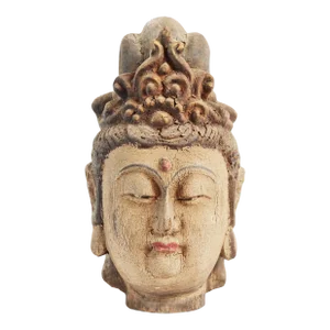 Antique Wood Quan Yin Head
