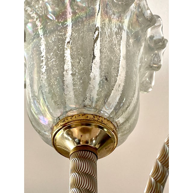 White Italian Chandelier with Iridescent Murano Glass Flowers, 1980 For Sale - Image 8 of 14