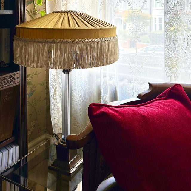 Not Yet Made - Made To Order The Peggy Gold Silk Fringed Lampshade - Small For Sale - Image 5 of 5