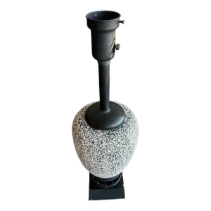 30s Paul Milet Sevres France Art Deco Vermiculated White Black Ceramic Lamp