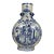 1970s Chinese Blue White Double Handle Moon Flask Porcelain Vase 10.5" People Theme For Sale