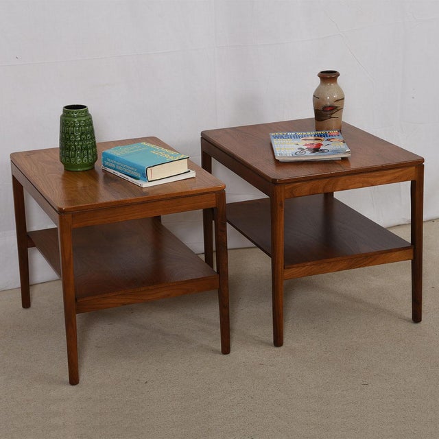 Pair Of Mid Century Modern End Tables Nightstands In Walnut K