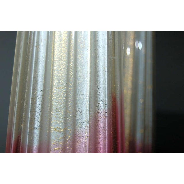 Metal Vintage Murano Glass Lamps Cranberry & Cream For Sale - Image 7 of 9