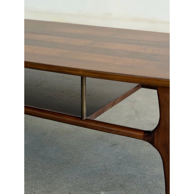 Brass 1950s Sculptural Coffee Table in Walnut For Sale - Image 8 of 15