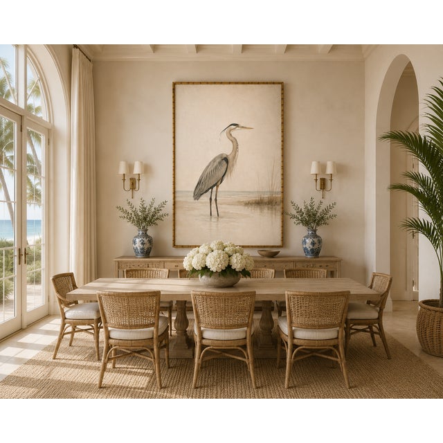 Great Blue Heron Coastal Study, Minimalist Bird Wall Art Print, 32" X 48" For Sale - Image 4 of 9