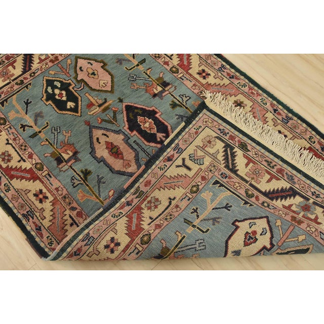 Heriz Rug 3’10” X 6’3” Blue Wool Vintage Tribal Hand-Knotted Oriental Carpet For Sale - Image 11 of 12