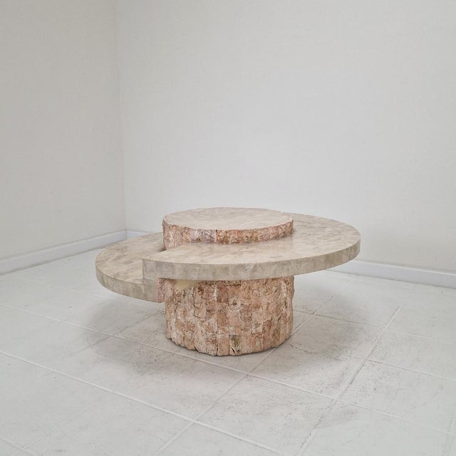 Mid-Century Modern Round Fossil Stone Coffee Table from Magnussen Ponte, 1980s For Sale - Image 3 of 16