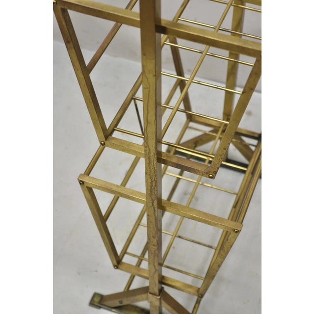 Gold Vintage Italian Mid Century Modern Brass Frame 2 Tier Magazine Towel Rack Stand For Sale - Image 8 of 9