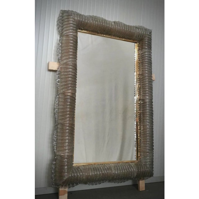 Early 21st Century Illuminated Smoky Murano Glass and Brass Wall Mirror, 2000 For Sale - Image 5 of 12