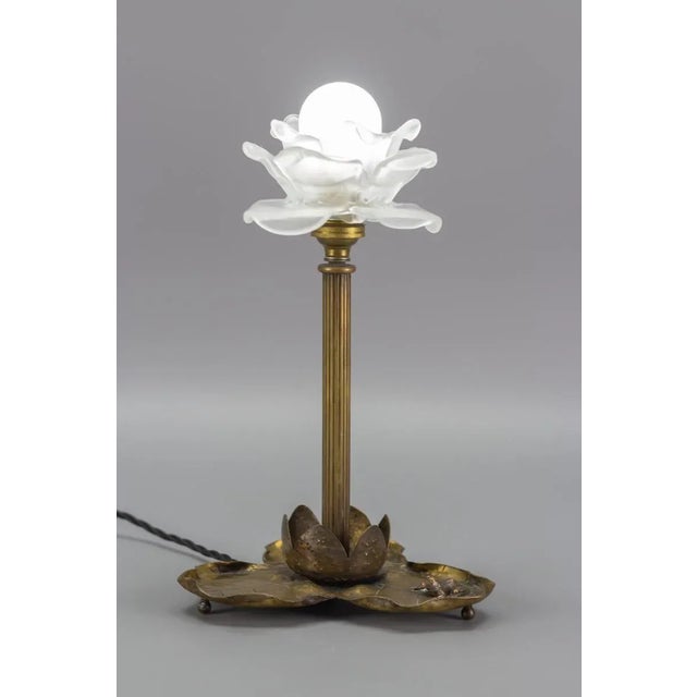 Metal Art Nouveau Brass Table Lamp with Frog, 1930s For Sale - Image 7 of 18