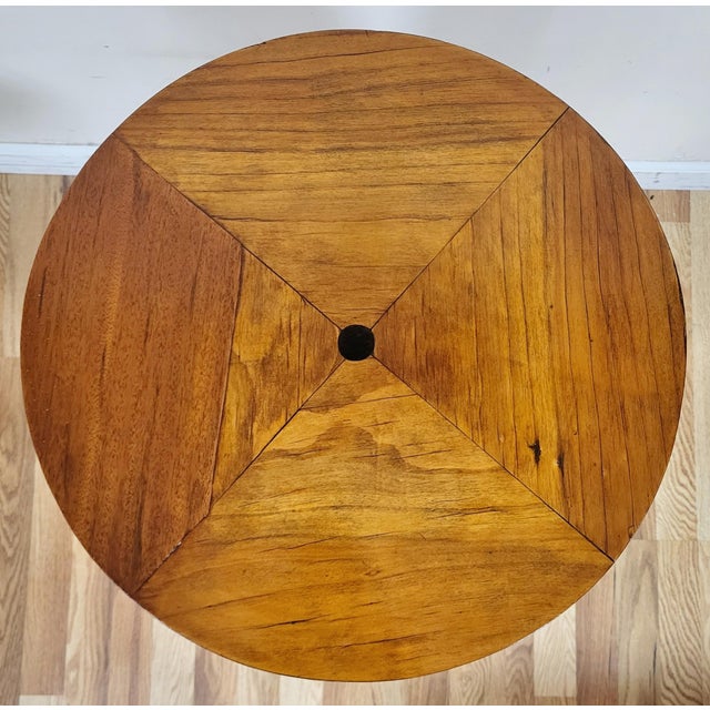 Antique German / Austrian 19th C Inlaid Biedermeier Tripod Round Side End Table For Sale - Image 11 of 11