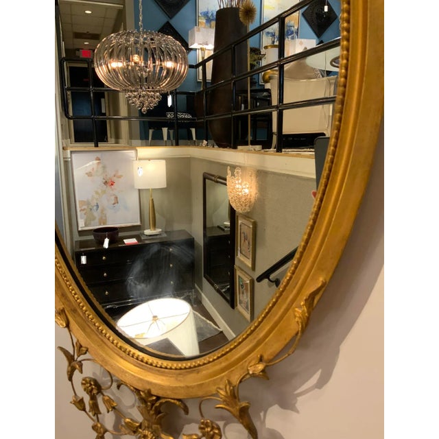 Vintage Decorative Arts Oval Carved Gold New York Wall Mirror For Sale In Atlanta - Image 6 of 7