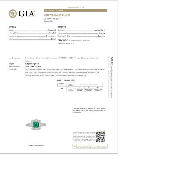 Green Superb Colombian Emerald Diamond Platinum Halo Ring, Gia Certified, Size 6.25 For Sale - Image 8 of 8