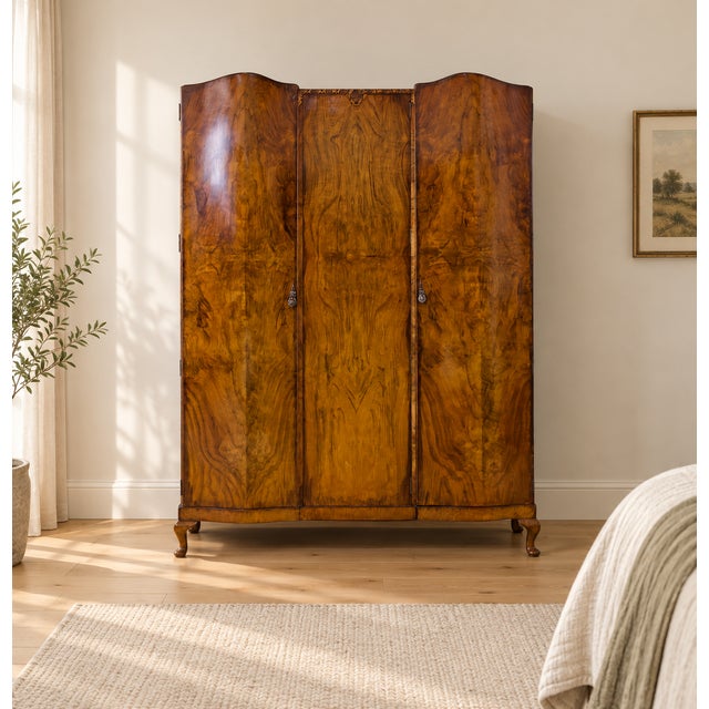 Vintage Art Deco Burr Walnut Wardrobe, 1930s For Sale - Image 3 of 13