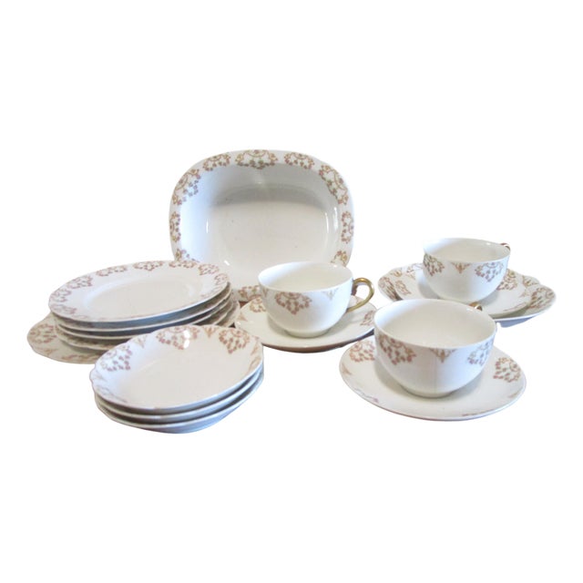Limoges Antique Tressamane and Voght Bowls, Cups, Saucers, Salad Plates - 17 Pieces For Sale