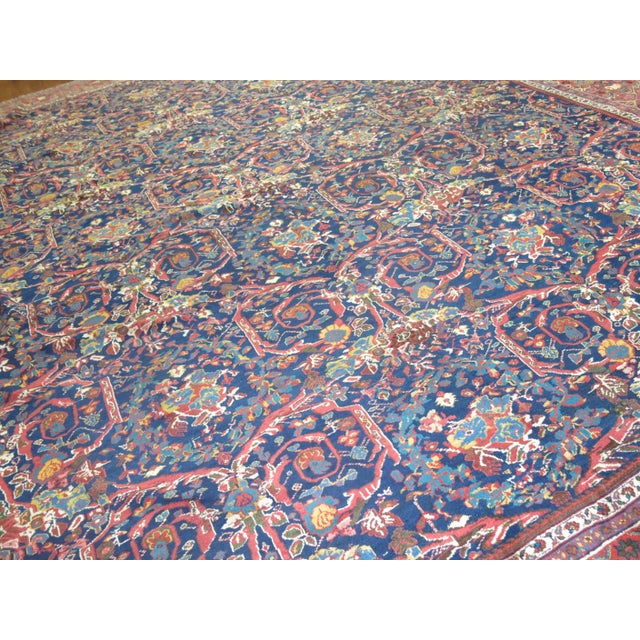 Early 20th Century Navy Oversize Square Persian Mahal Traditional Wool Oriental Rug For Sale - Image 17 of 18