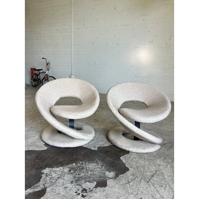 Postmodern Vintage Postmodern Newly Upholstered Spiral Lounge Chairs - A Pair For Sale - Image 3 of 6